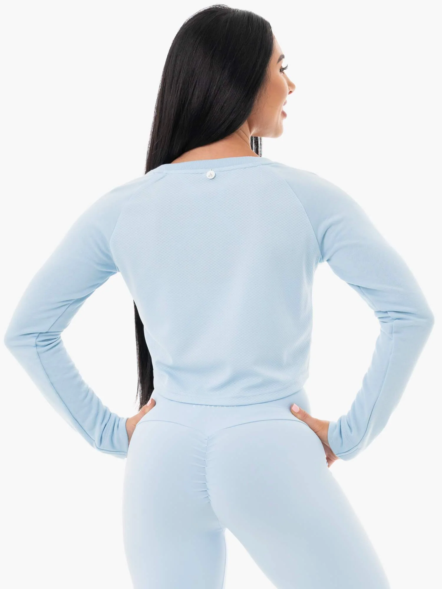 Staples Cropped Sweater - Sky Blue - Image 4