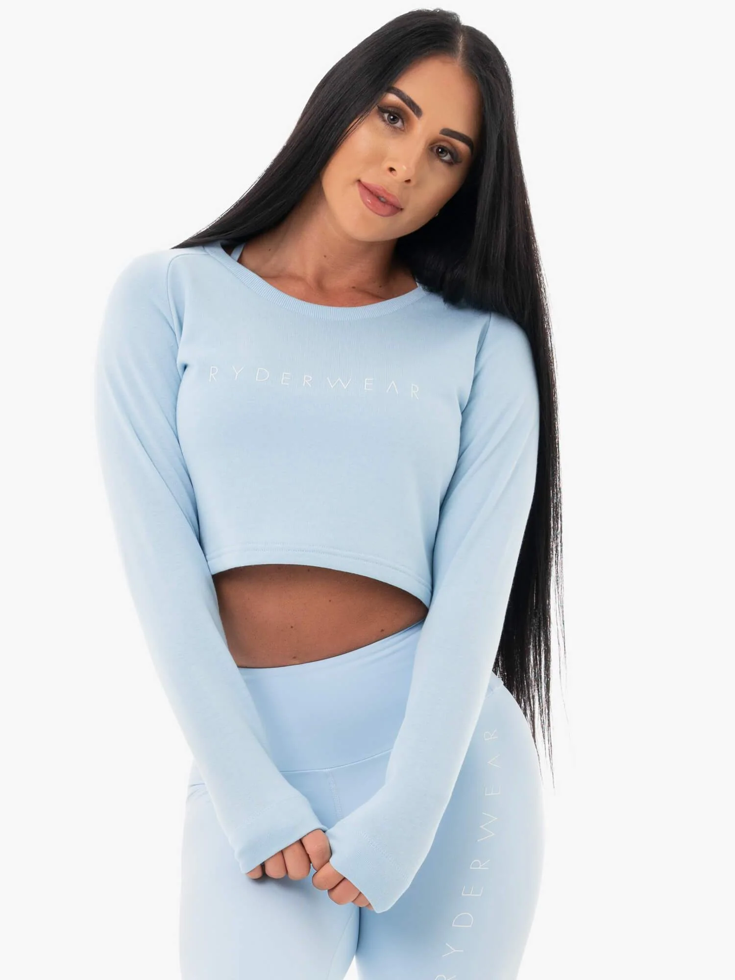 Staples Cropped Sweater - Sky Blue - Image 5