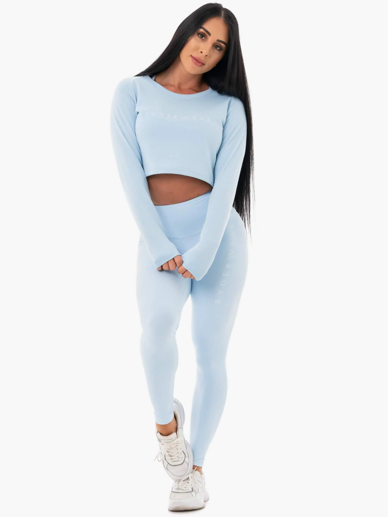 Staples Cropped Sweater - Sky Blue - Image 7